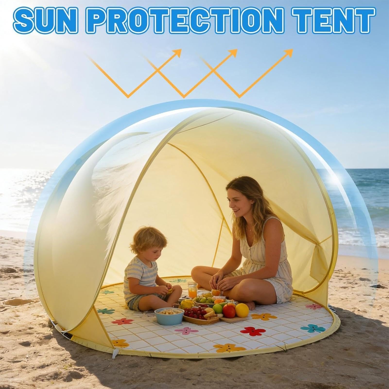 Przenośny namiot plażowy, 57 x 57 x 43 , odporny na działanie promieni UV, oddychający, spacious automatic składany, kemping, outdoor, piknik, rodzinne wycieczki, akcesoria upominkowe dla