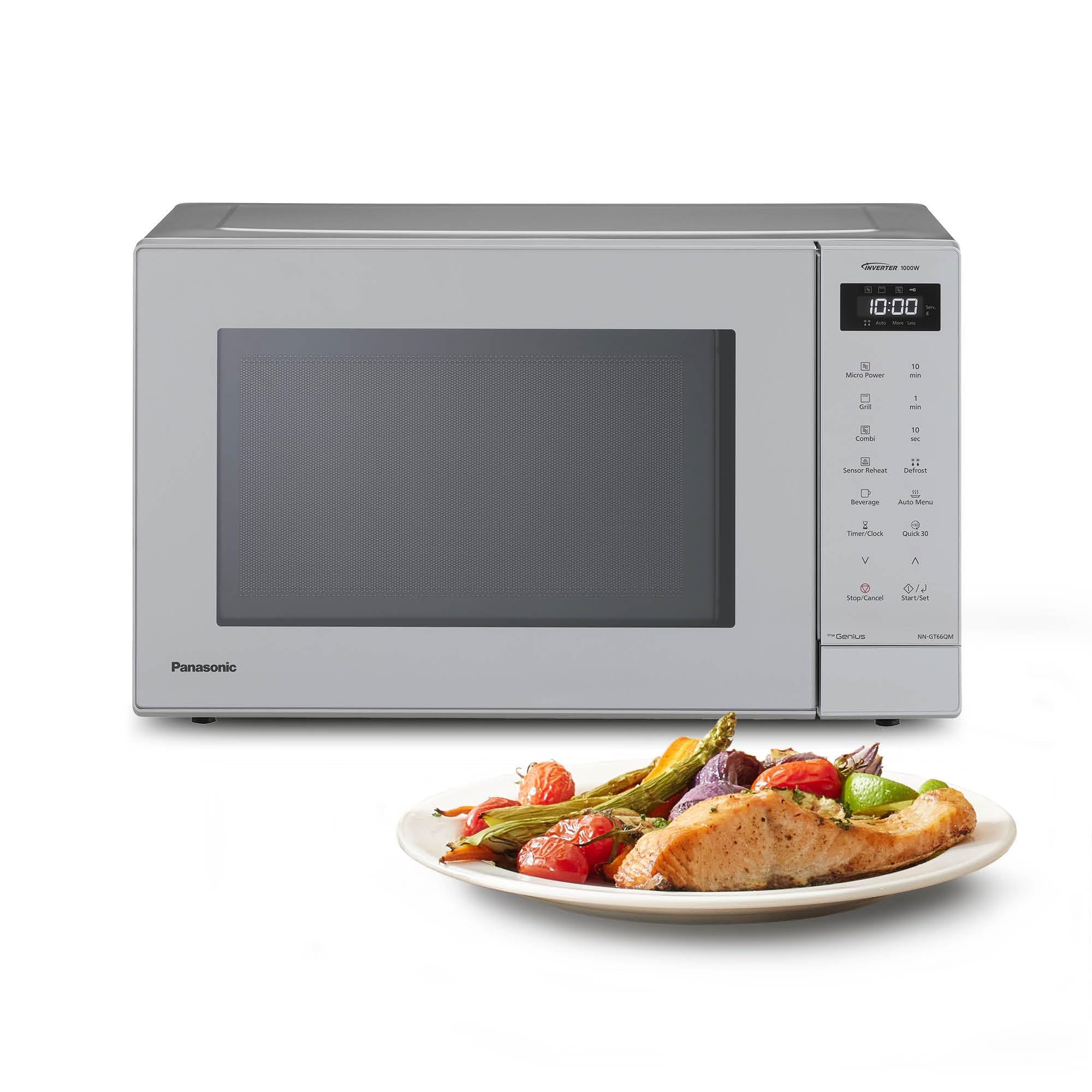 Panasonic NN-GT66QMEPG Horno Microondas Combinado de 31 L con Grill, 1000 W, Cocción Combinada, 7 Niveles de Potencia, Descongelación Turbo, LED, Plato Giratorio, Plateado