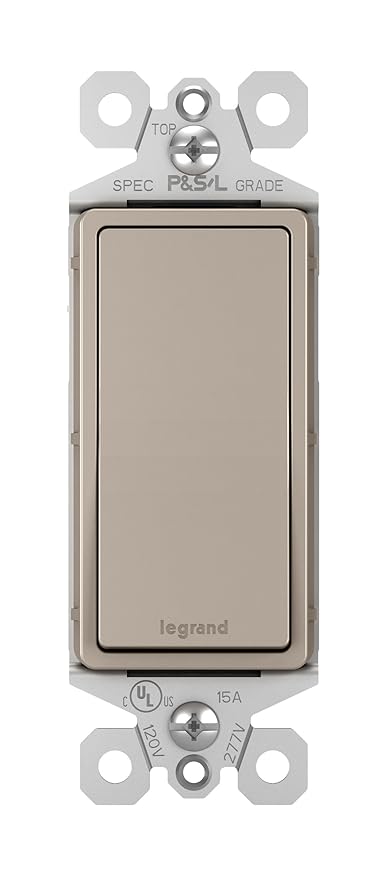 TM873NICC10 Grounded 3-Way Decorator Switch, 15-Amp, 120/277-volt, Nickel