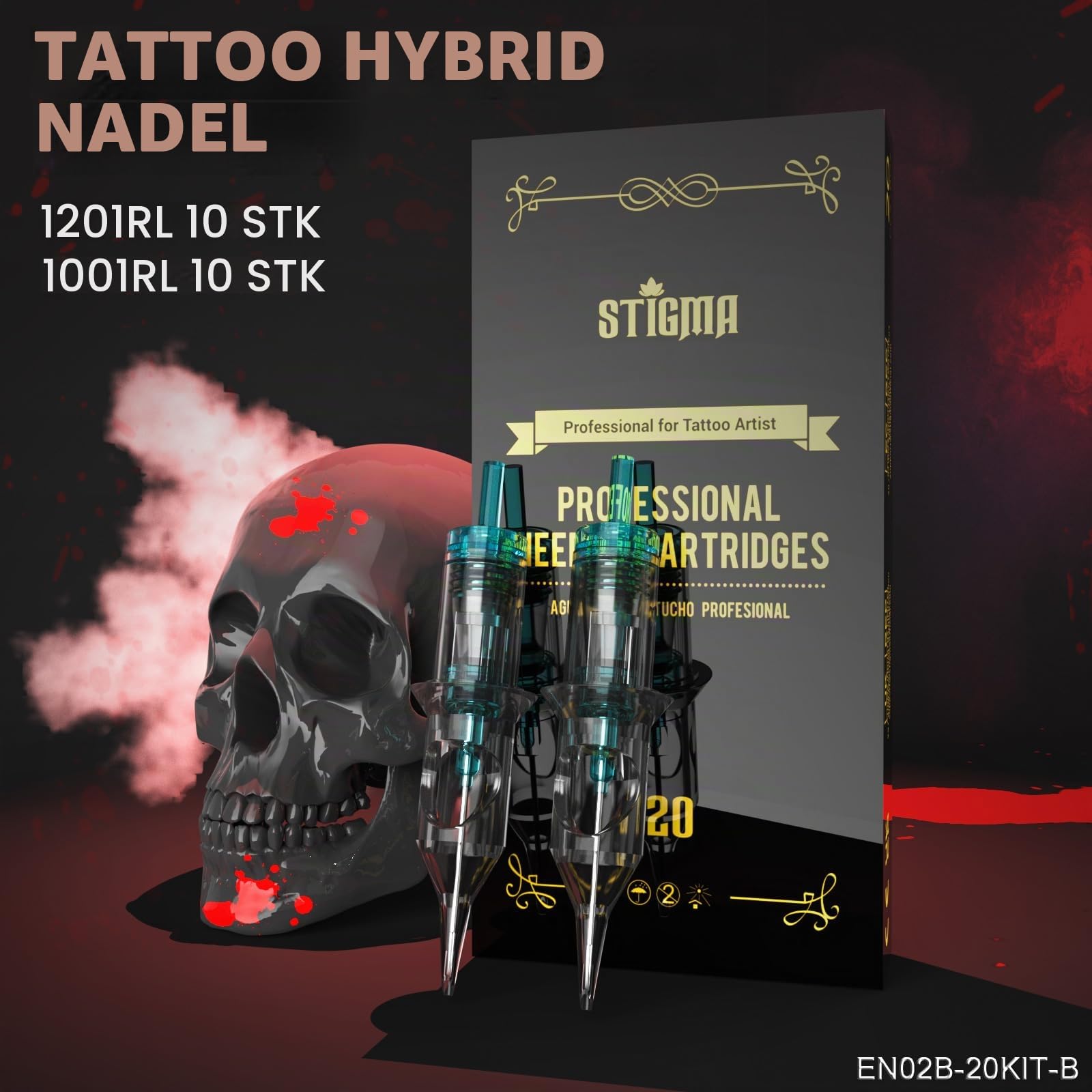 STIGMA Wireless Tattoo Maschine Set Kompletter Rotary Tattoo-Stift mit 20Pcs Tattoo Cartridges Nadeln Batterien 7 Stück Tattoo Tinte für Anfänger und Tätowierer STP89KITP802-2