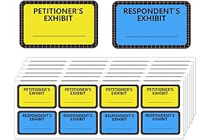 Exhibit Stickers Label, 400 pcs Yellow Petitioner's & Blue Respondent's Exhibit