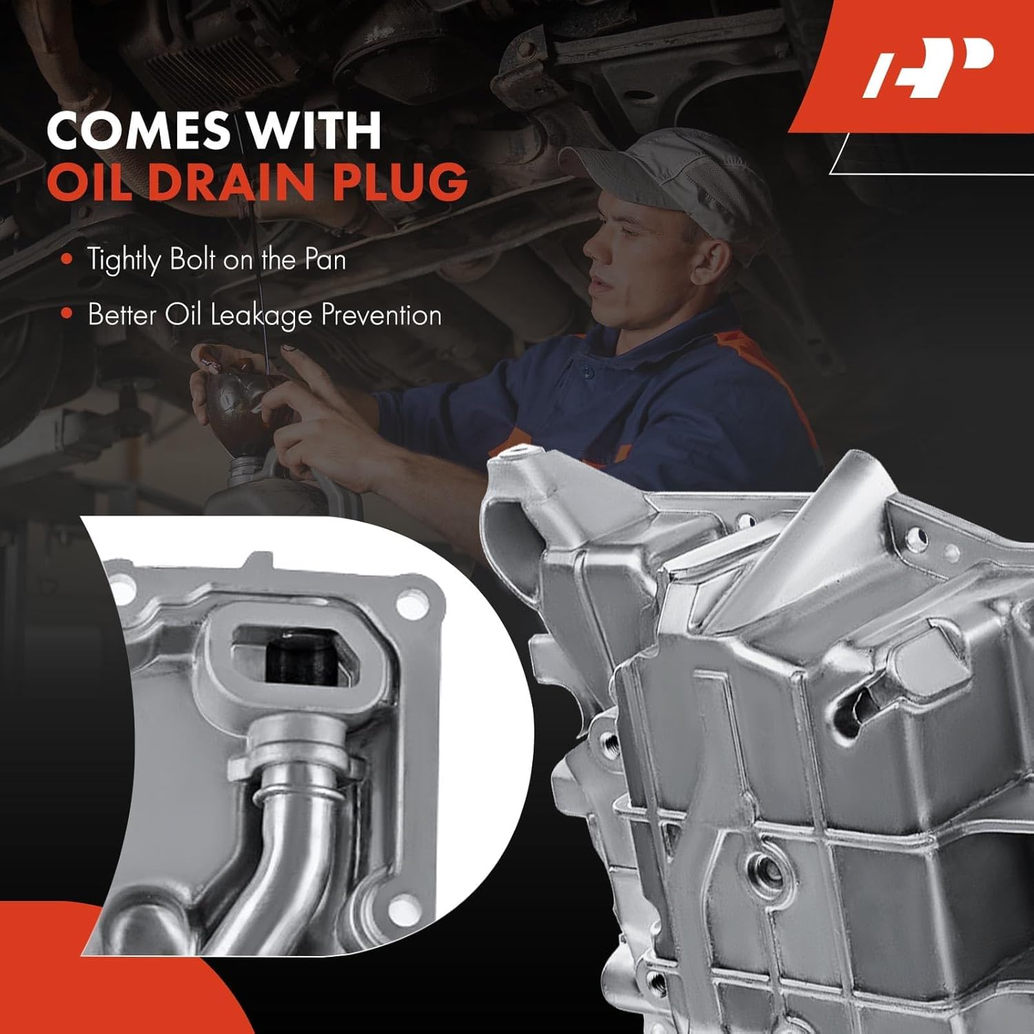 A-Premium Engine Oil Pan Sump with Drain Plug Compatible with Chevrolet Cavalier 2002-2005 Malibu Oldsmobile Alero Pontiac Grand Am Sunfire Saturn Ion Vue L100 LS1 LW1 LW200