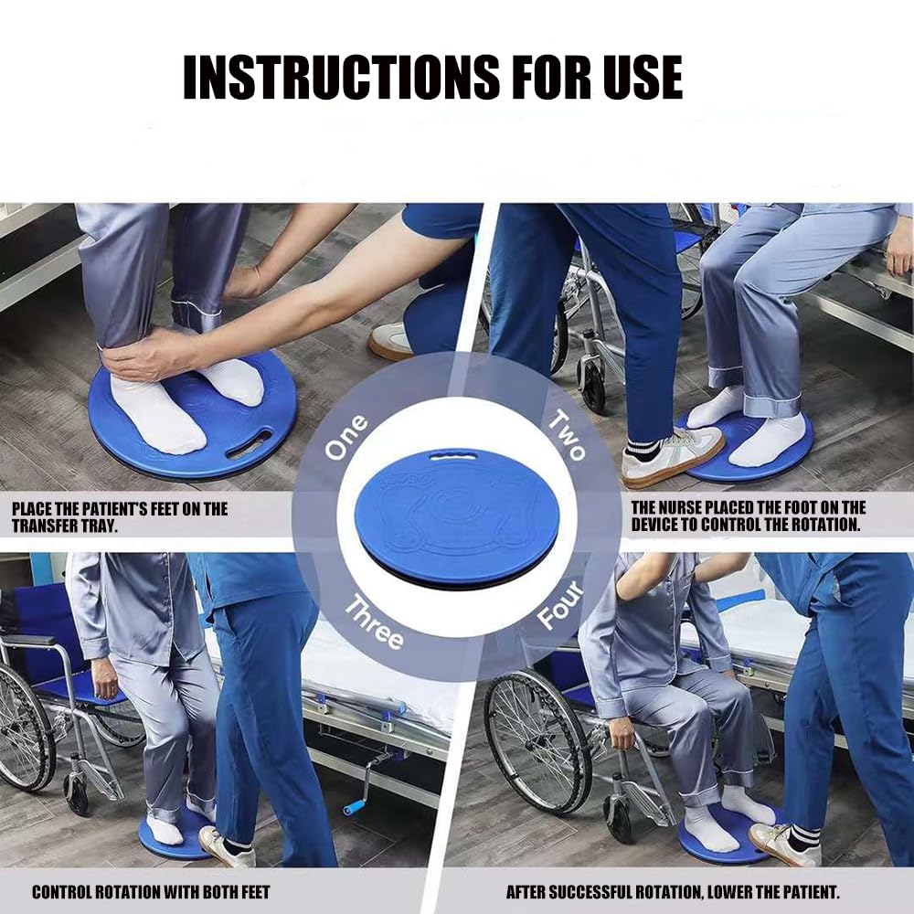 NEWFUN Disco de Transferencia de Pacientes Tabla de Transferencia Giratoria 360°, Plataforma Giratoria para Silla de Ruedas, Accesorios de Enfermería, Apta Para Personas Mayores y Discapacitadas