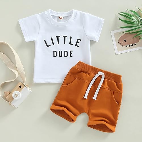 Miniatura 2 de Conjunto de 2 piezas de ropa de verano para bebé, camiseta de manga corta con estampado de letras