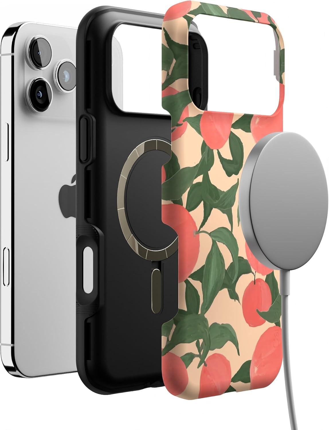 Casely iPhone 17 Pro Max Case | Feeling Peachy | Blush Vines | Bold Protective Design | Compatible with MagSafe