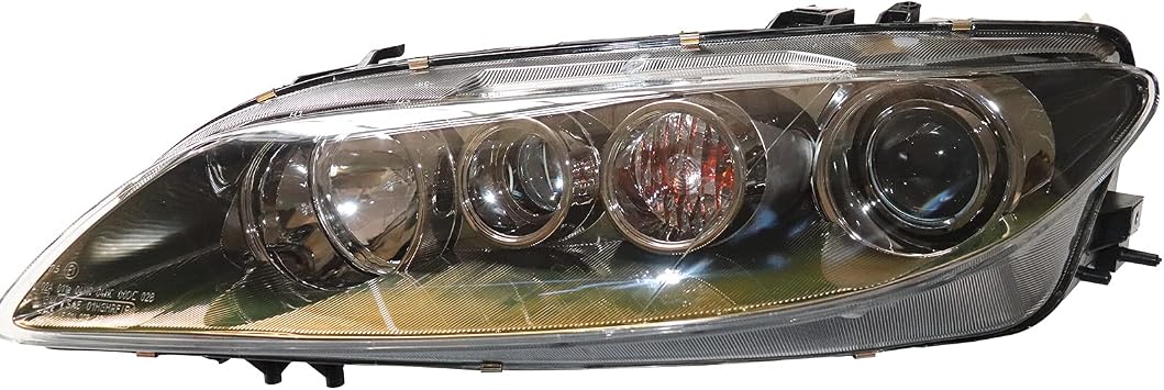 Front Headlight Assembly For 2006 2007 2008 Mazda 6,Left Driver Side Replacement,Halogen Projector Headlamp Black Housing Clear Lens