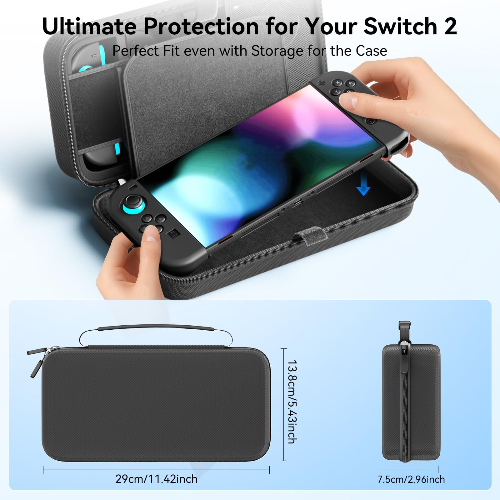 Étui pour Nintendo Switch 2, Housse Switch 2 avec 20 Emplacements pour Carte, Pochette Switch Durable Anti Protection pour Nintendo Switch Console & Accessoire