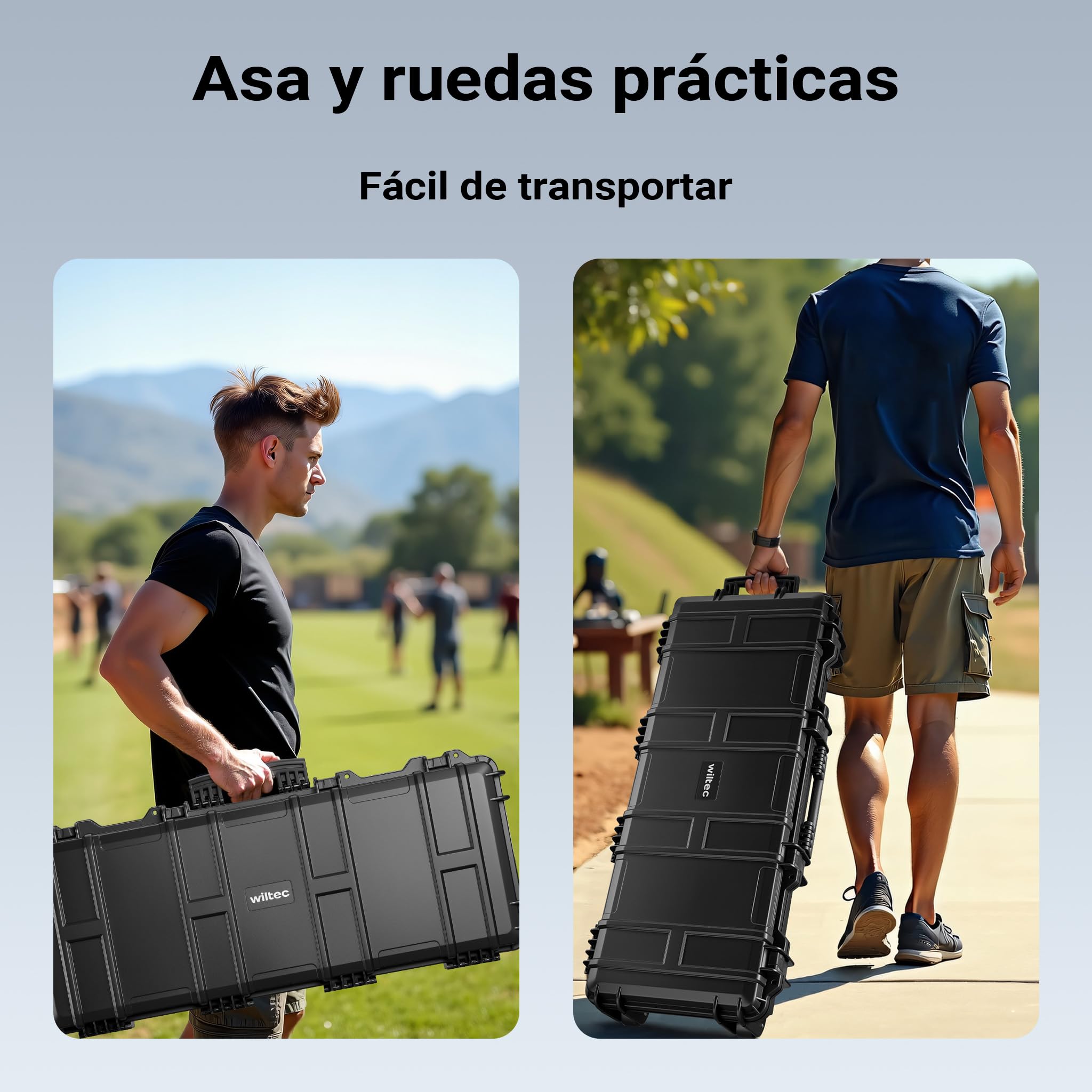 WilTec Maletín para Armas largas 97.8 x 42 x 17.3 cm con Espuma pre-Cortada Compacto y Ligero de PP para Transporte Seguro de Rifles y escopetas con asa ergonómica