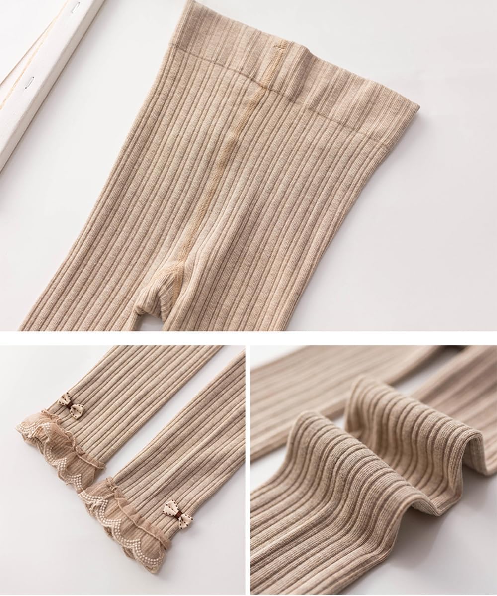 Sywwlov 5 Pack Baby Girls Leggings Pantyhose Ruffle Lace Footless Tights Toddler Cable Knit Cotton Stockings