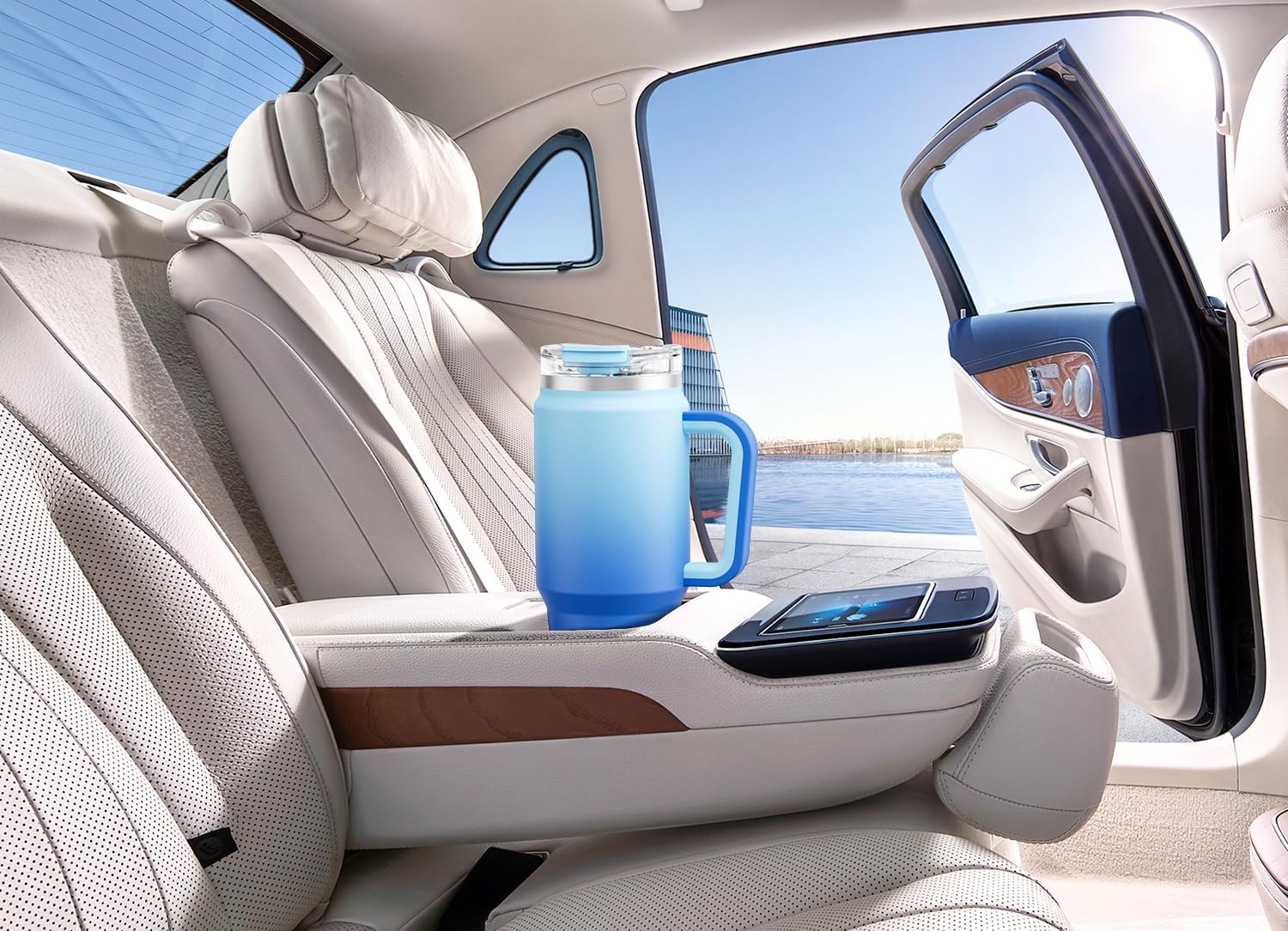 Meoky 32 oz Tumbler with Handle, Insulated Tumbler with Lid and Straw, Stainless Steel Travel Mug, Keeps Cold for 24 Hours, 100% Leak Proof, Fits in Car Cup Holder (Sky) - Image 7