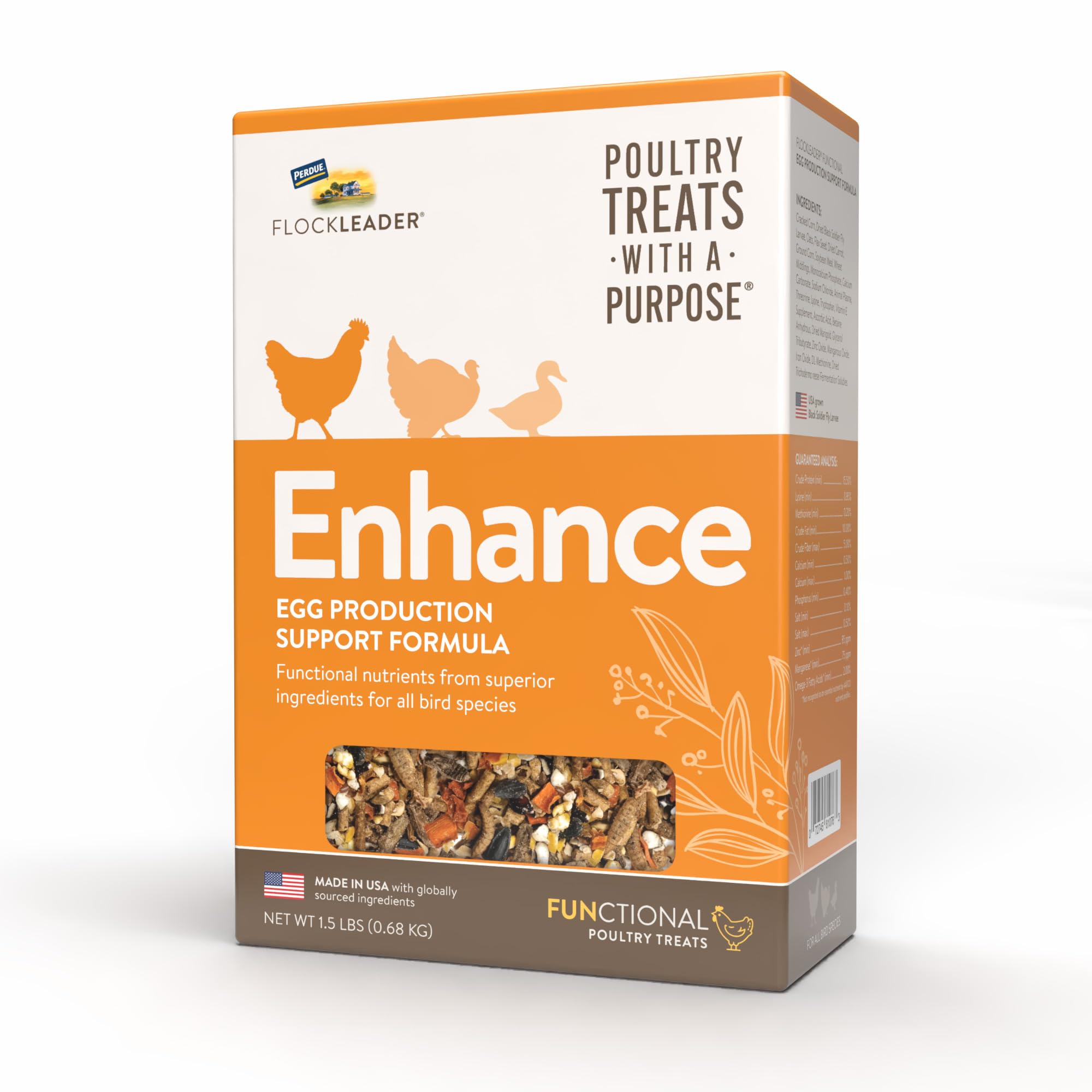 FLOCKLEADER Enhance, Functional Poultry Treats for Egg Production & Quality, 1.5 lb