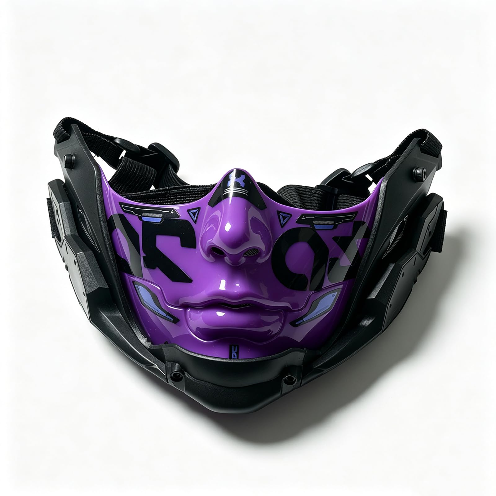 Qngcolrcy Punk Half Face Mask Futuristic Mechanical Sci-Fi Masks for Cosplay Halloween Costume Prop (Purple, Large)