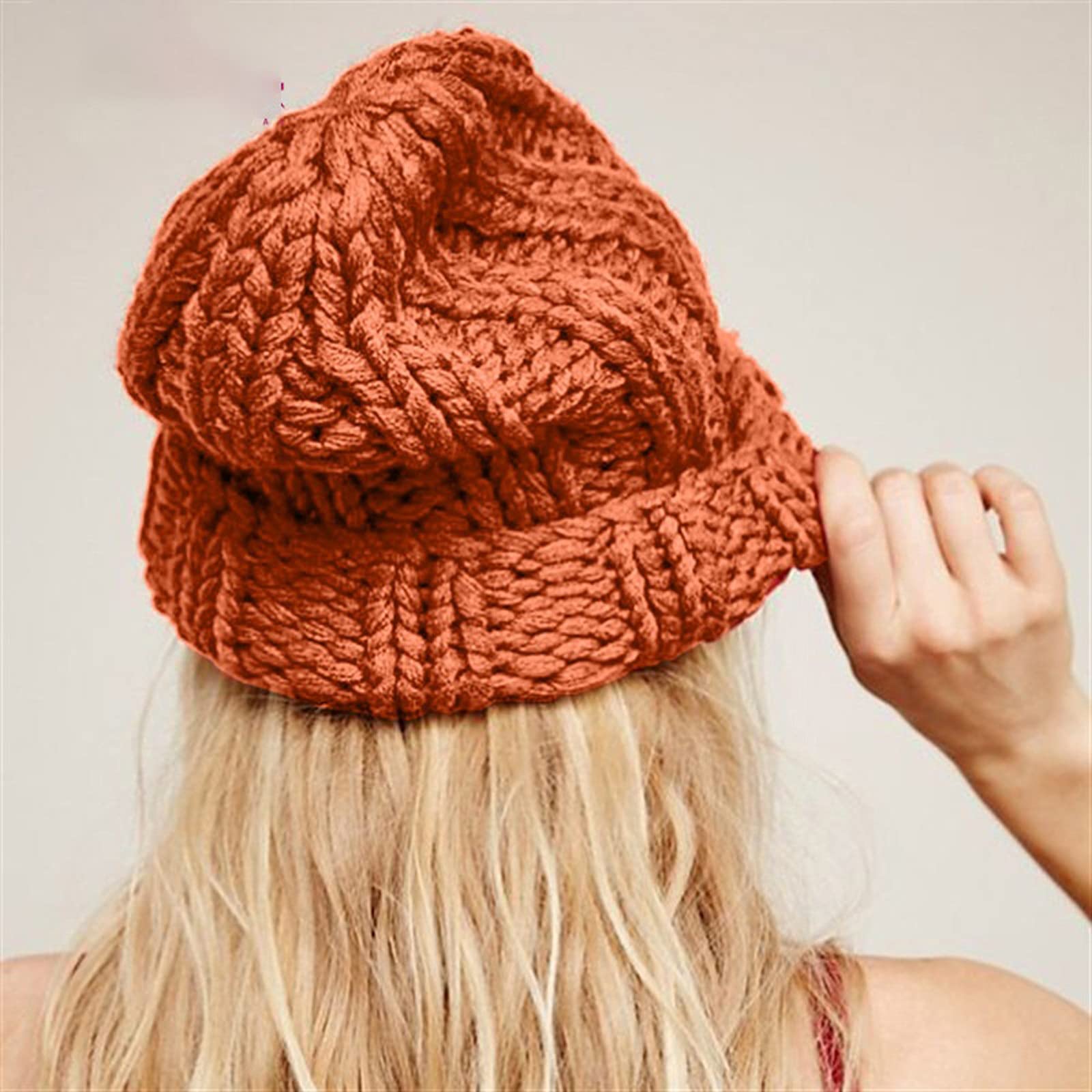 XIANGFADDM Kapelusz Kobiety Zimowe Dzianiny Czapki Kapelusz Gruby Miękkie Ciepłe Gruba Duże Duży Dzianiny Solid Kapelusz Kobiet Bonnet Czapki Czapka Kapeluszowa (Color : Black)