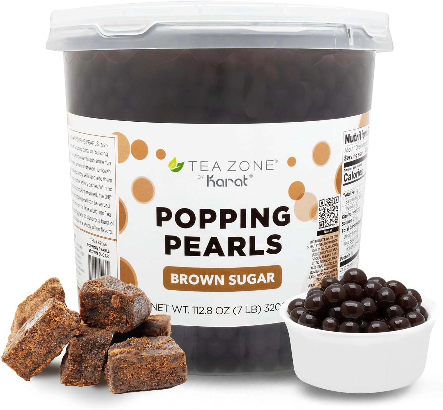 Tea Zone [7 Pounds] Brown Sugar Popping Pearls for Boba Tea Beverages, Sweets, Ice Cream Topping | B2066