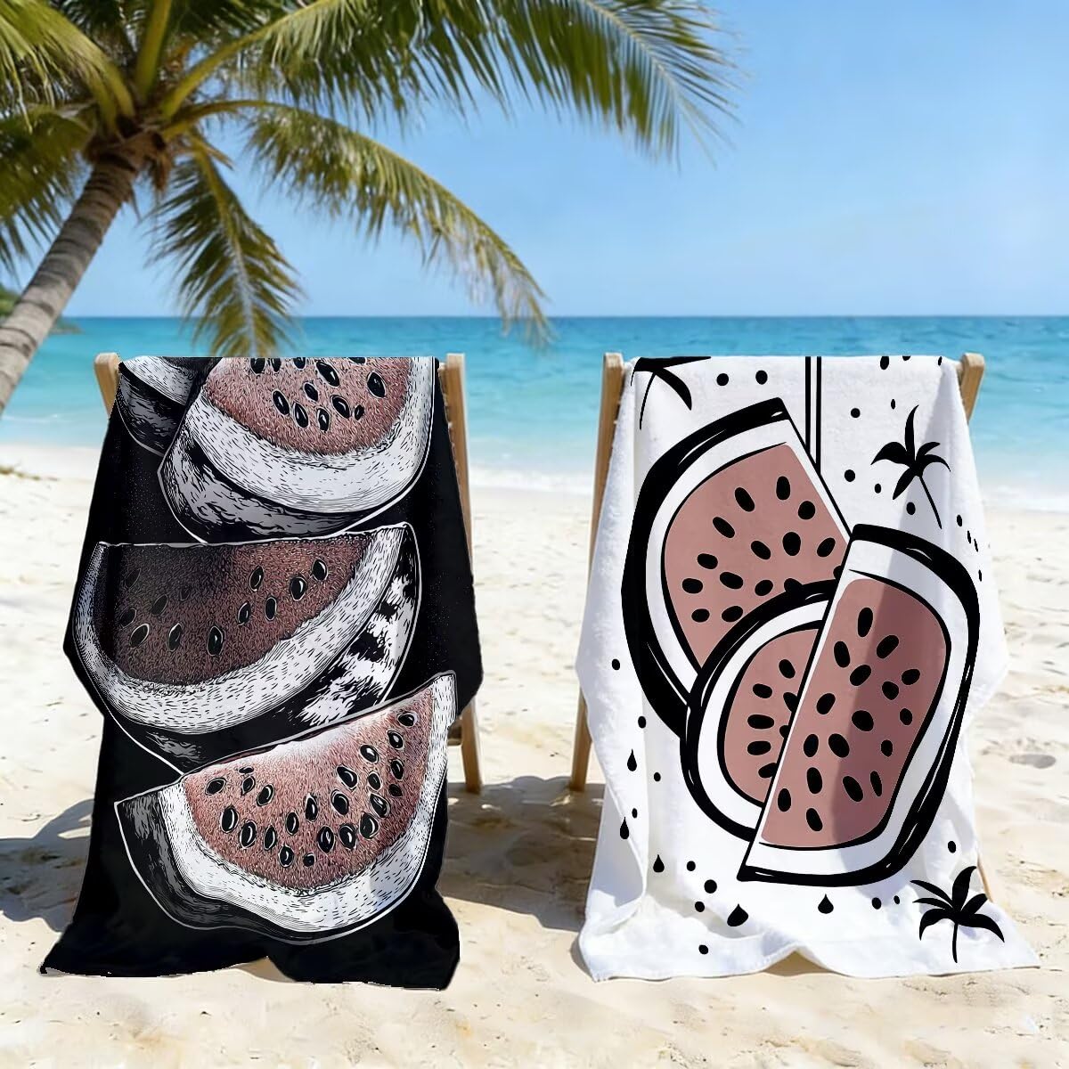 Toalla Playa 80x160 cm, Toalla Gimnasio Microfibra Secado Rapido, Juego de 2 Antiarena Toallas de Playa, Ligera Compacta Toallas Microfibra Grande para Viaje, Regalo Hombre Regalo Mujer (Sandía) -4955