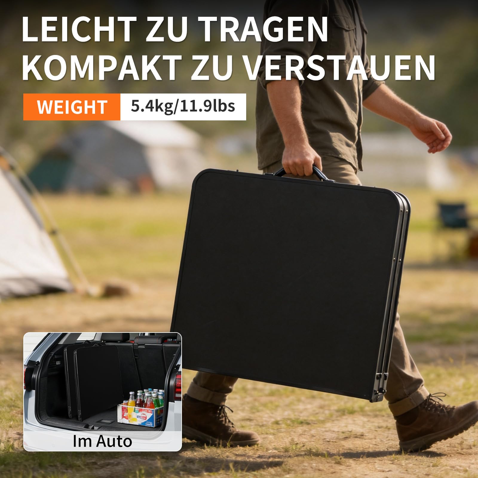 Klappbarer Campingtisch Klapptisch 120 x 60 großer Tisch für Familie und Treffen höhenverstellbar 3 Höhen(53/62/70cm) Multifunktionstisch Mehrzwecktisch stabil für Camping Garten Terrasse Party BBQ