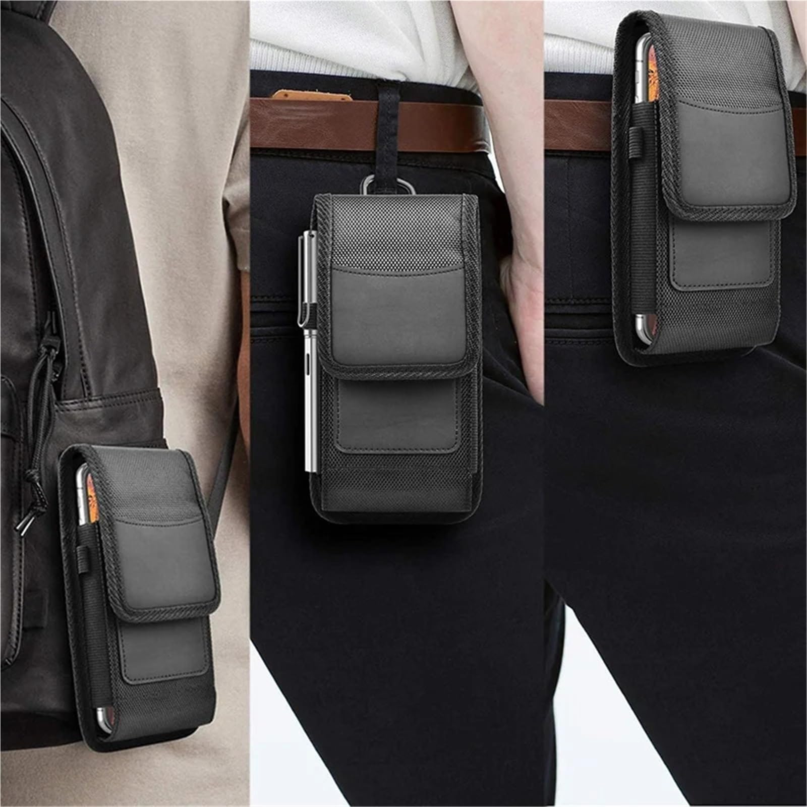 Nylon Cell Phone Belt Clip Holster Pouch Buckle Wallet Card Holder Case Cover For phone per Escursionismo, Campeggio(XXXL(for 6.9-7.5inch)