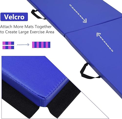 Miniatura 4 de Nightcore - Tapete de ejercicio de tres pliegues de 2 pulgadas de grosor, tapete de panel de gimnasia con piel sintética, tapete ligero