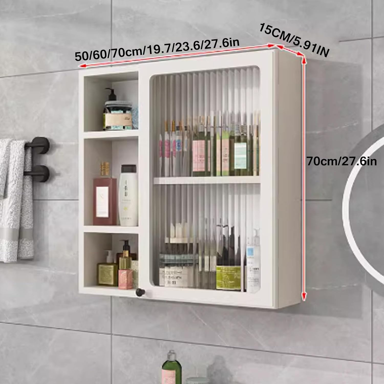 Solid Wood Wall Cabinet Wall-Mounted Cosmetics Storage Box Bathroom Cabinet Rack Bathroom Storage Cabinet Wall-Mounted Cosmetics Storage Box Wall-Mounted mask Storage