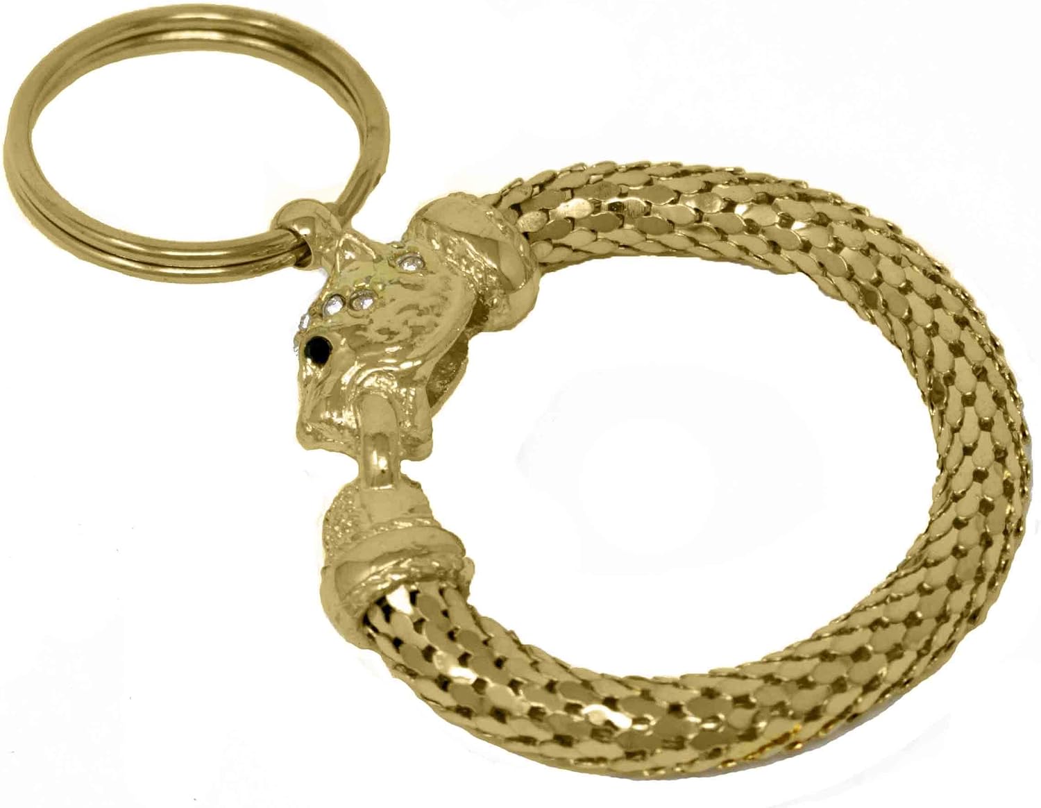 Stephanie Imports Vintage Gold and Silver Metal Mesh Jewelry Keychain (Gold Large Circle)