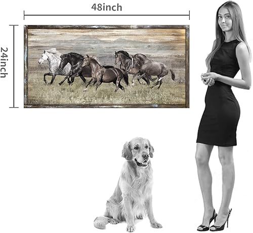 Miniatura 6 de Hardy Gallery Cuadro de caballos de madera para decoración de pared pintura moderna de animales de caballo de vida silvestre sobre arte de pared de