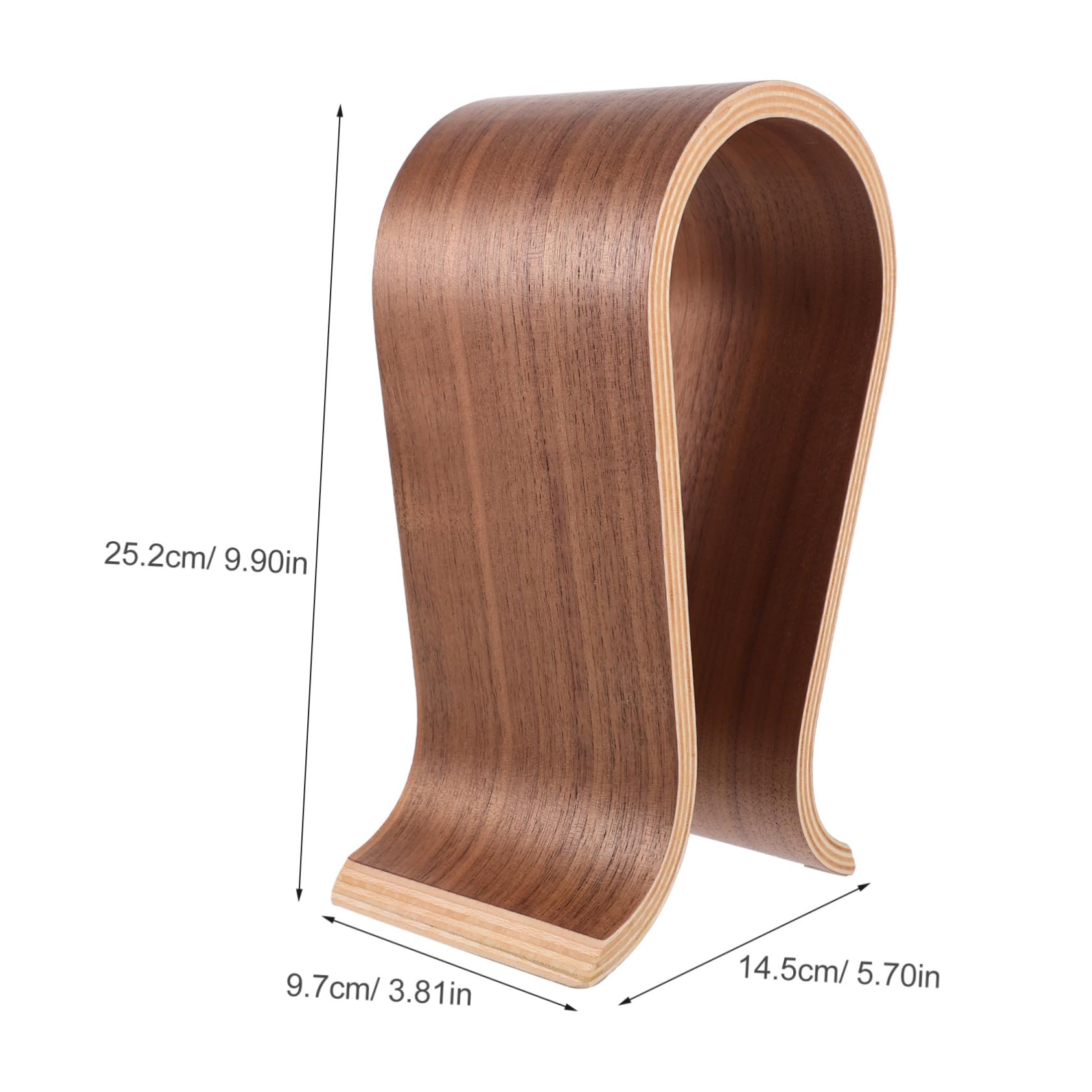 Supporto per Cuffie in Legno Marrone, Struttura a U | Tavolo e Scrivania, Montaggio senza Fori, Adatto a Molti Modelli di Auricolari