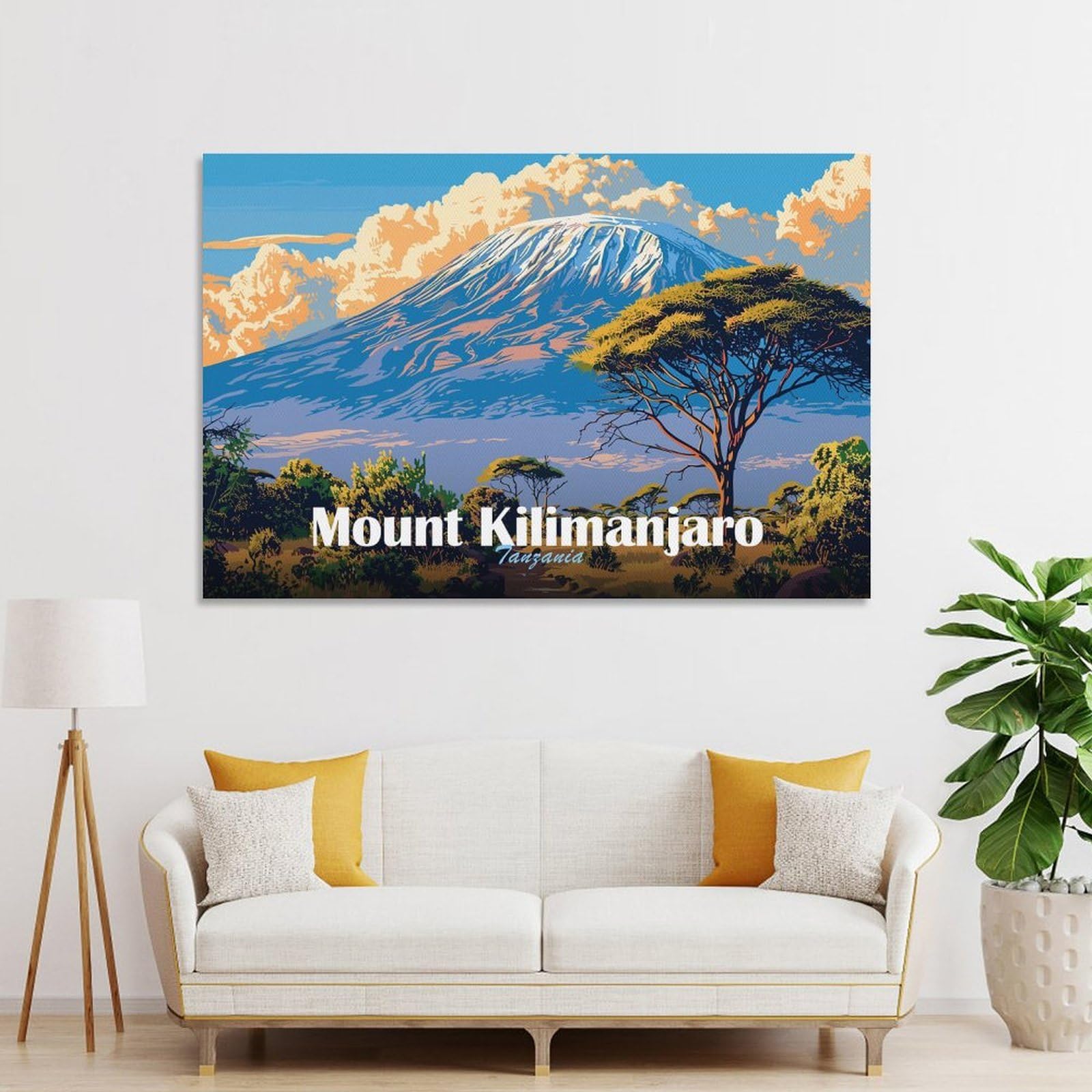 Junmoney Unframe-Style-8 Mount Kilimanjaro Landscape Wall Picture Print, 24X36inch(60X90cm), For New Homes, Bedrooms Or Workspaces, Thoughtful Wall Decor For Art Lovers