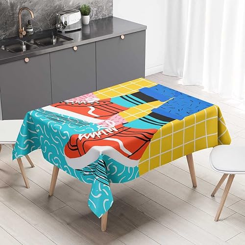 Miniatura 1 de Multicolor Manteles para Mesa De 6 Sillas, ilustración retro pintada a mano, mesa de picnic, cocina, comedor, 30 x 30 pulgadas