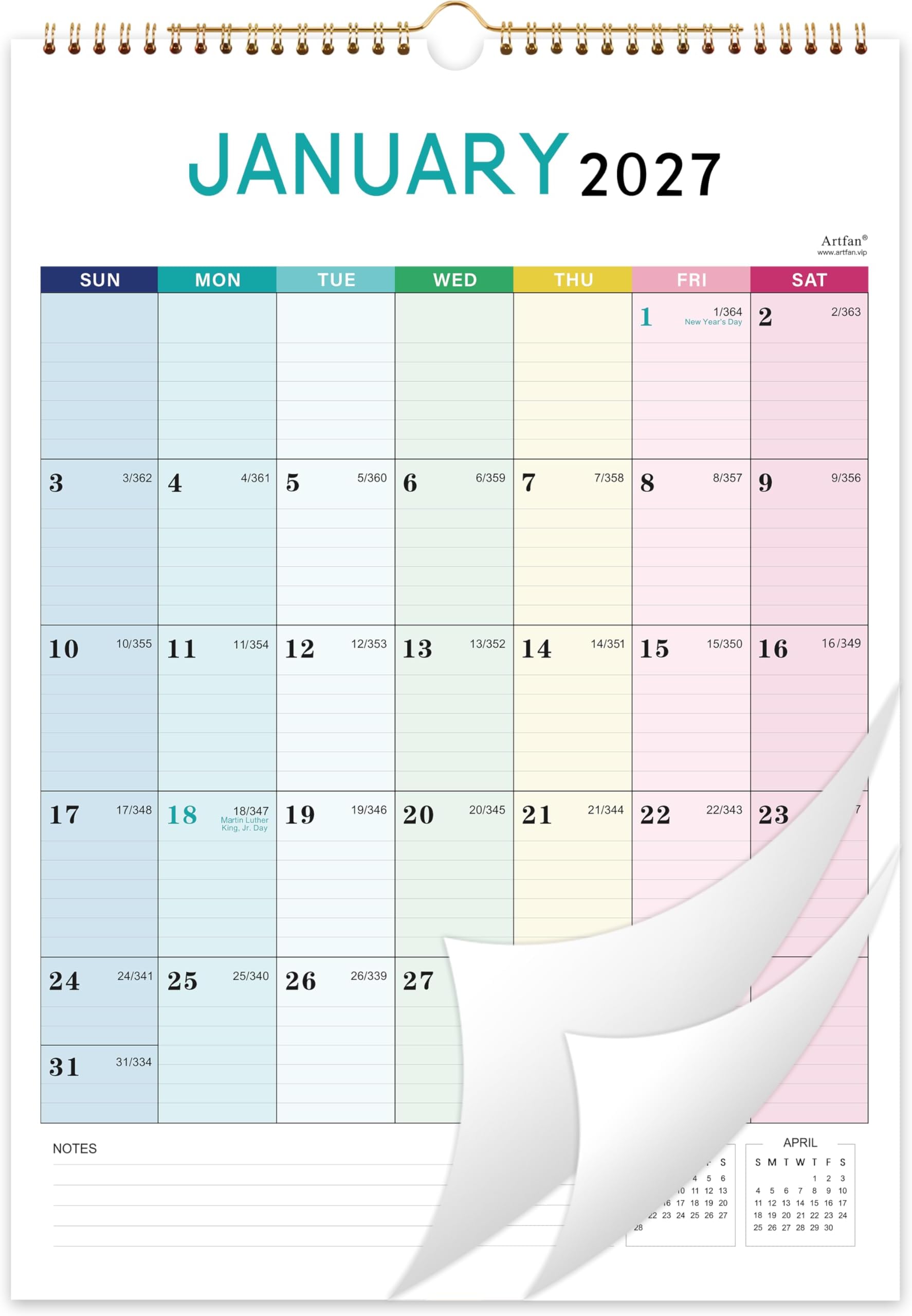 2027 Calendar - 2027 Wall Calendar 12 Month, Jan.2027 - Dec.2027, 12" x 17"