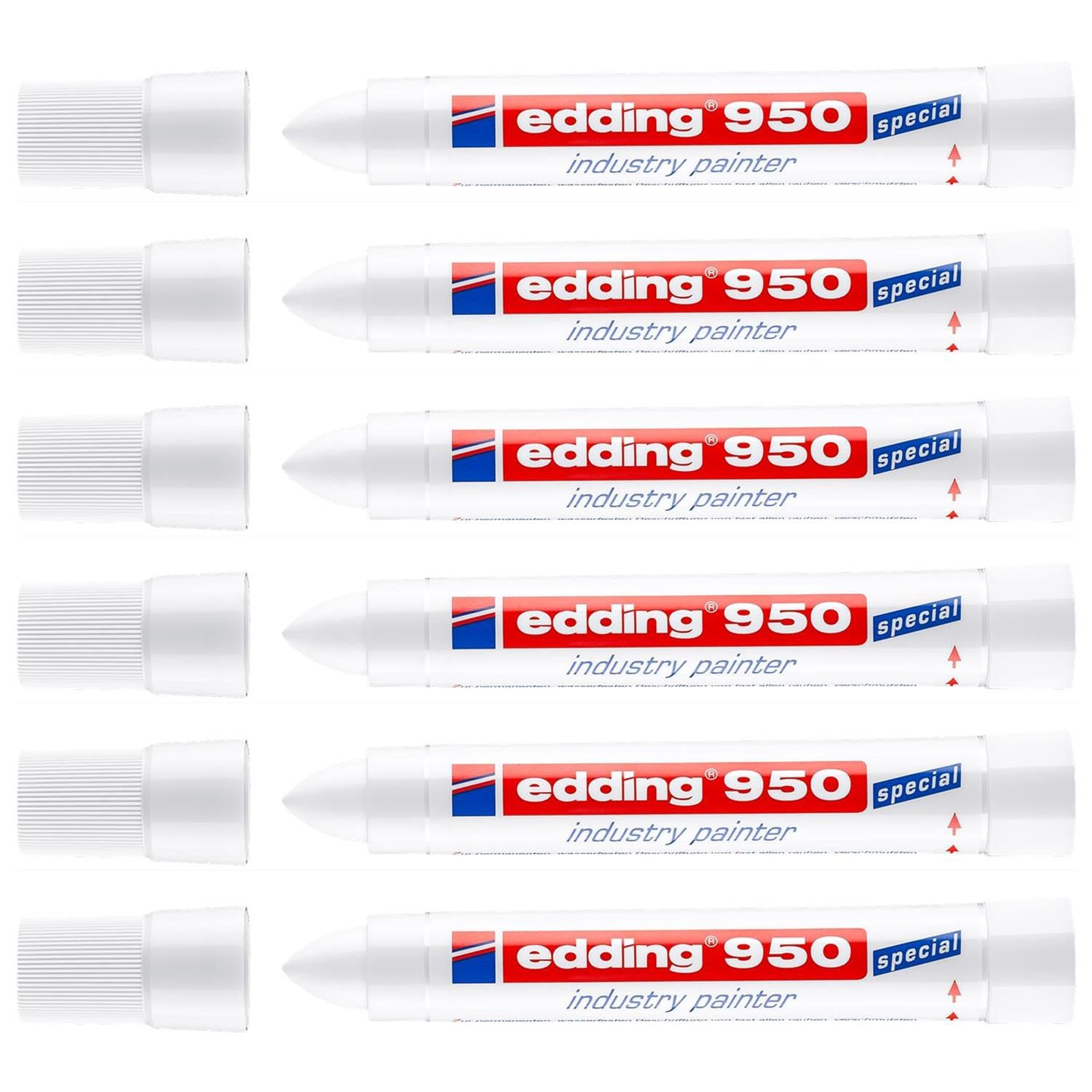Edding Pack of 6 Special Industry Markers 950 White Round Tip Large 10 mm