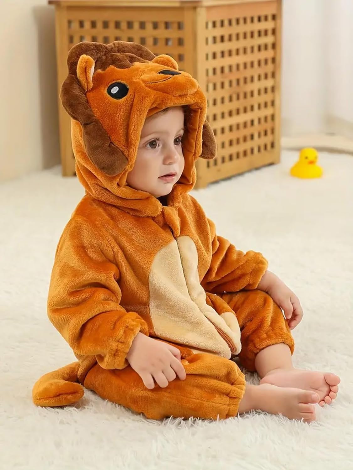 DarkCom Unisex Baby Lion Costume Animal Onesie Toddler Hooded Romper Halloween Kids' Christmas Pajamas - Image 3