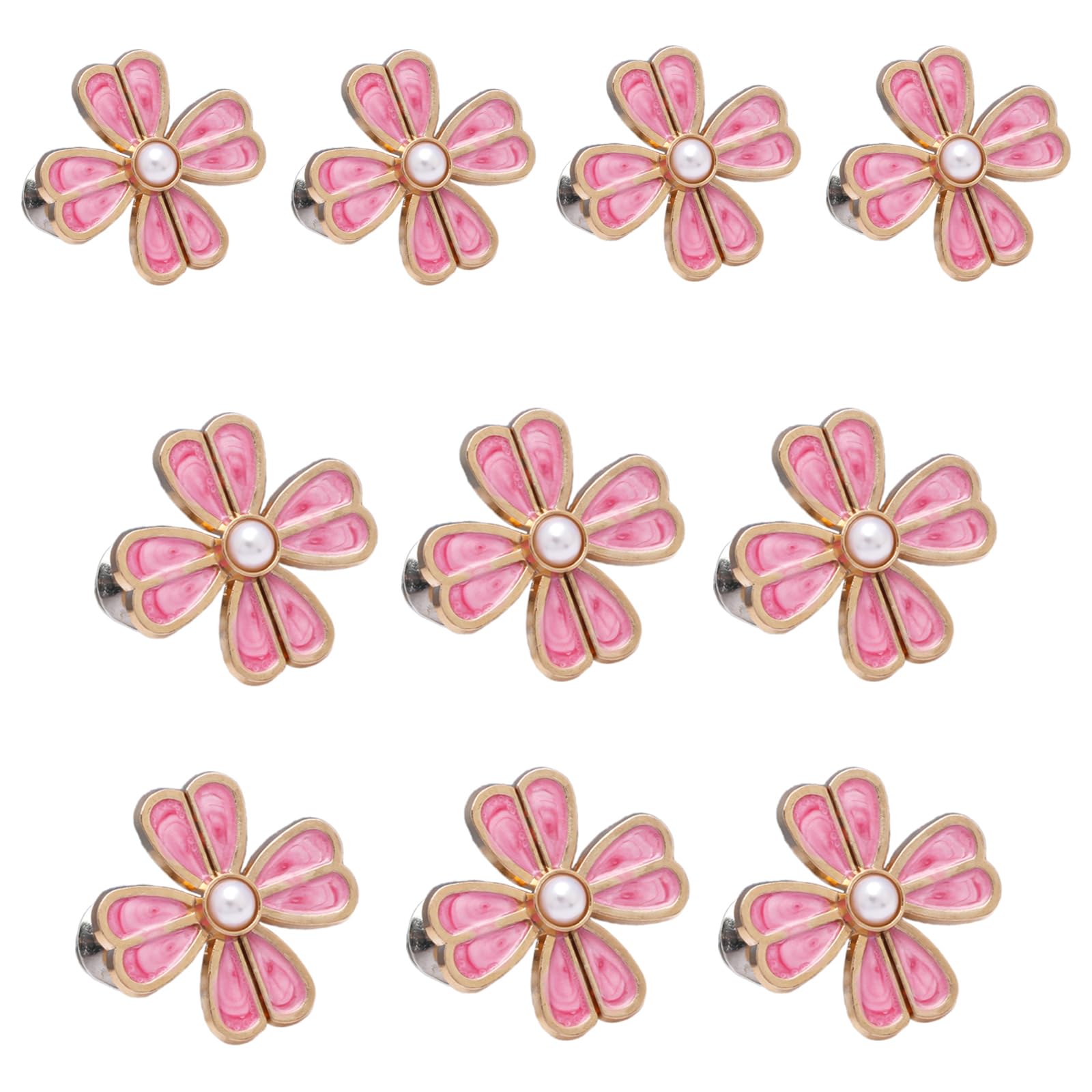 Msioytog 10 Pairs Jeans Button Pins Flowers Jeans Waist Buckles Adjustable Trousers Waist Tightener Simple Installation