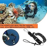 Vista 4 de Cordón de buceo, clip de acero inoxidable con resorte en espiral con correa de cincha, hebilla de liberación rápida, ideal para buceo, linternas