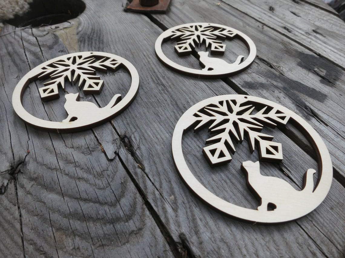 Sticker Hub Paintable Snowflake Wooden Laser Cut for Decoration DIY Prodcuts for Kids, Parties, Art and Craft Pack of10