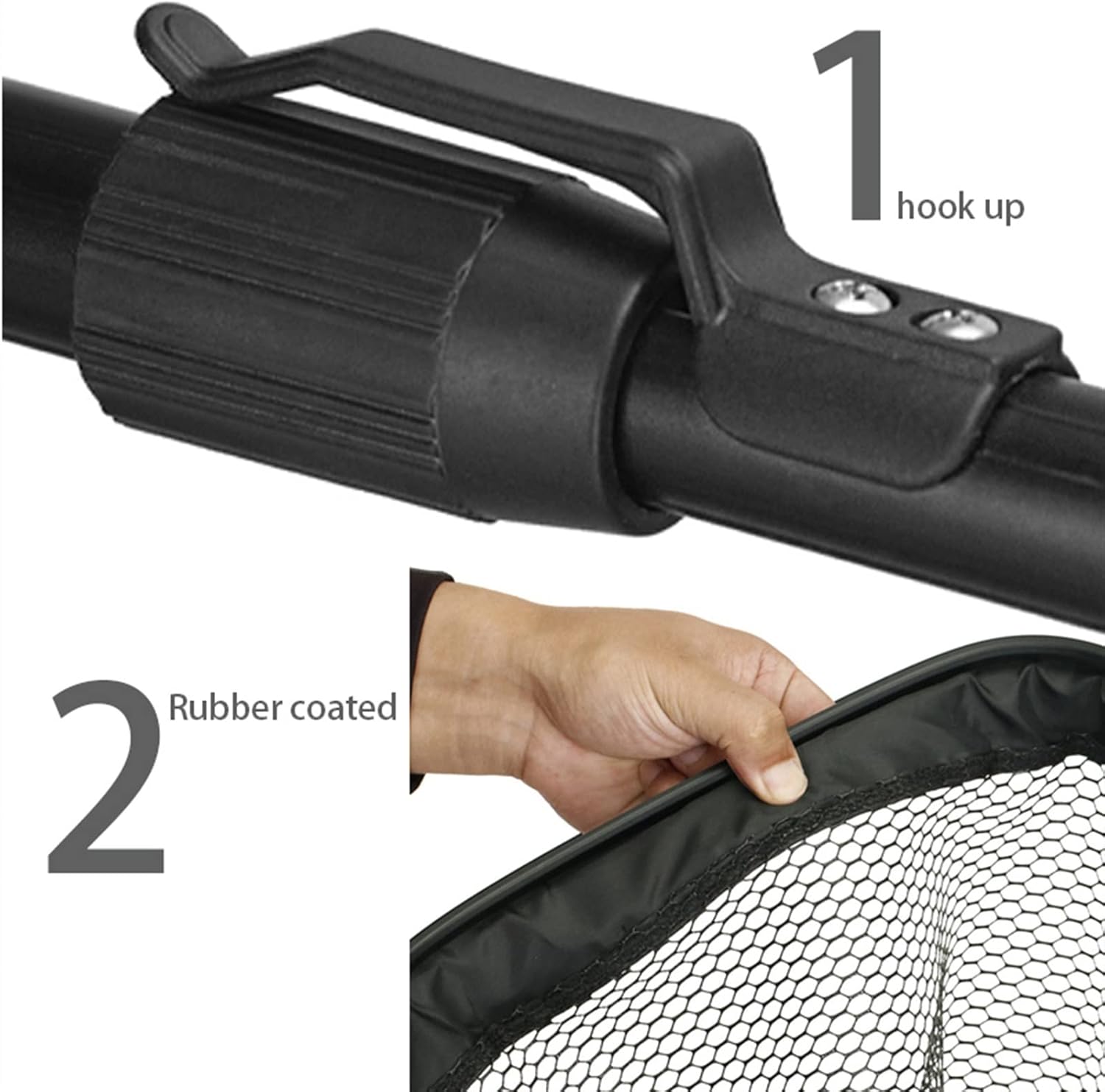 Fishing Accessories- Foldable Floating Fishing Net Rubber Coated Dip Net with Drop Rope Portable Telescopic Pole Fishing Equipment,Fishing Landing Net,Easy Catch & Release