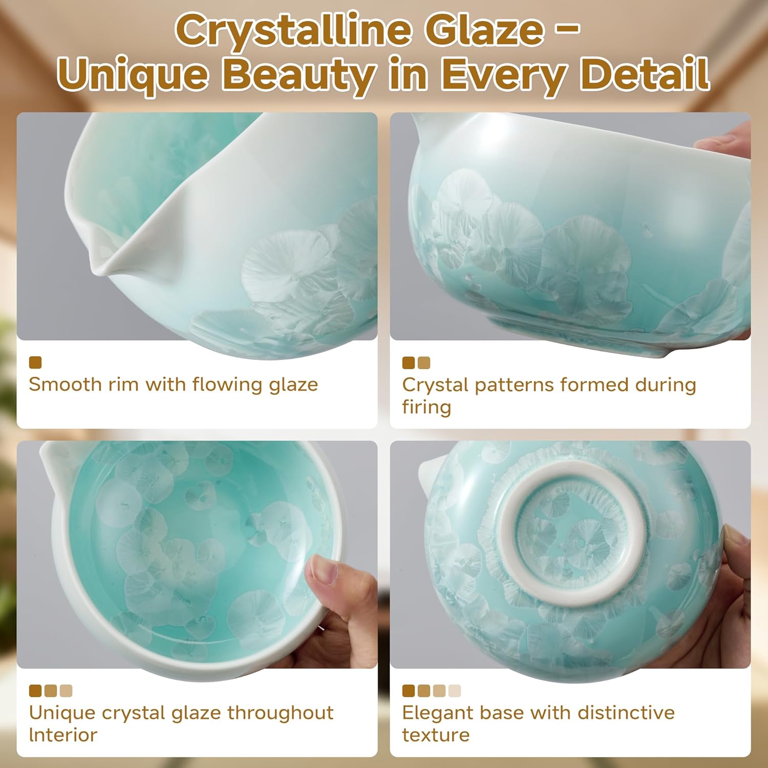 Matcha Whisk Set, 6PCs Japanese Matcha Kit with Crystalline Glaze Matcha Bowl, Purple Bamboo Whisk, Scoop, Sifter & Tea Towel – Gifts for Women Mom Her, Tea Gifts for Christmas, Birthday - Image 6