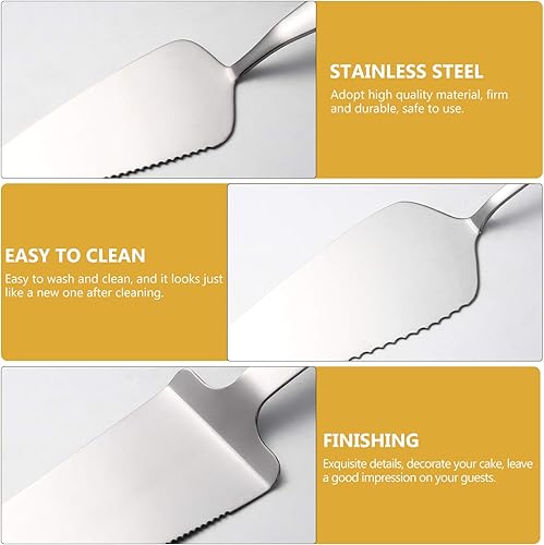 Miniatura 8 de Hemoton 4 piezas de espátula para tartas, pala de glaseado para pizza, cortador de postre de acero, cortador de tartas, servidor de tartas, torta de