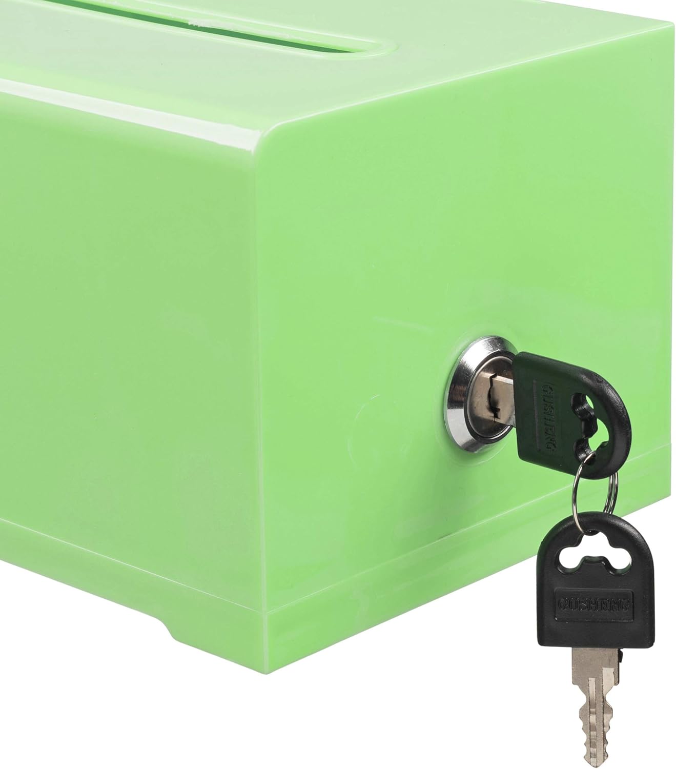 Adir Acrylic Donation Ballot Box with Lock - Secure and Safe Suggestion Box - Drawing Box - Great for Business Cards (6.25" x 4.5" x 4") - Green : Office Products