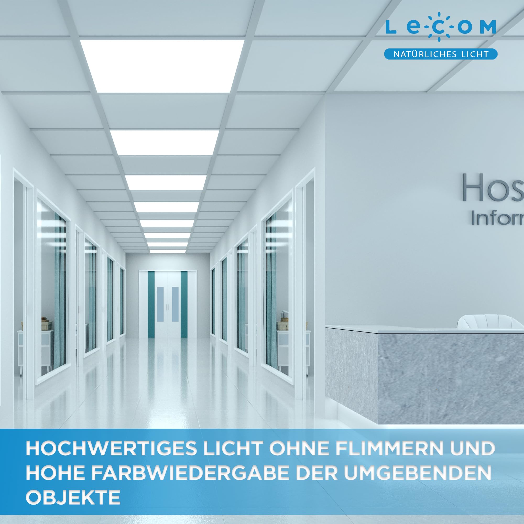 LECOM 2x LED Panel 62x62 Neutralweiß 4000K 4000lm Flach Aufbau mit Rahmen | LED Deckenleuchte mit gleichmäßiger Lichtverteilung. Mit Aufbaurahmen ideal für Küche, Wohnzimmer, Flur, Büro, Arbeitsraum.