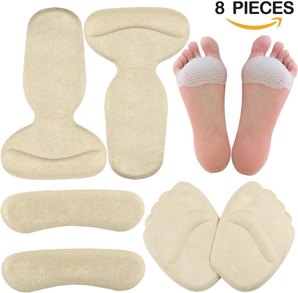 Biwat High Heel Pads - Gel Metatarsal Pads,Ball of Foot Cushion, Forefoot Pads, Back Heel Shoe Cushion Inserts, Heel Snugs, Heel Grips Insole Inserts Back Liner High Heel Cushions for Shoes Boot