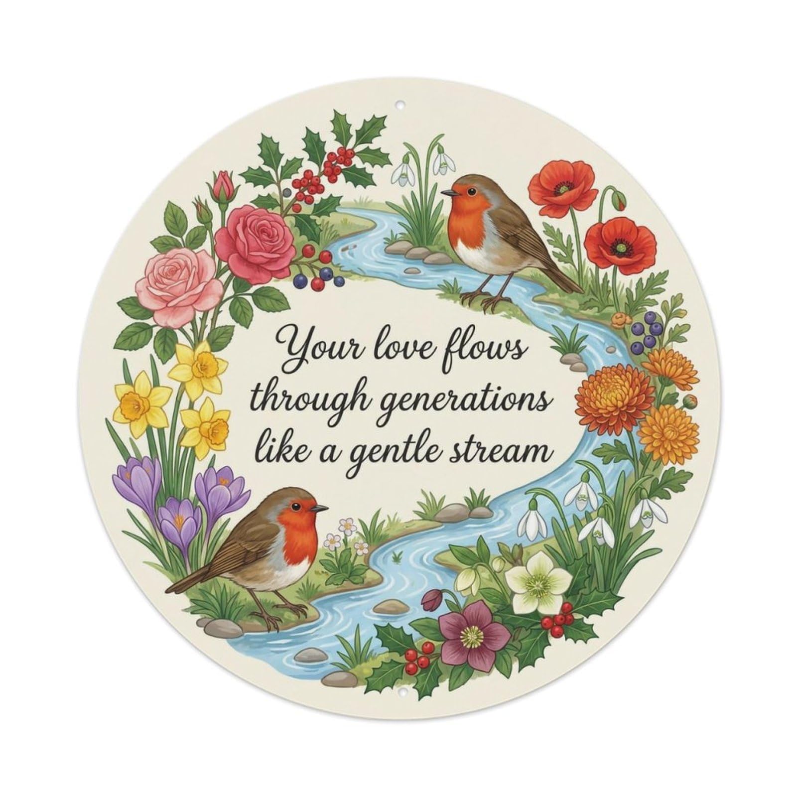 European Robin Garden Sign Heaven Love Generations Metal Tin Sign