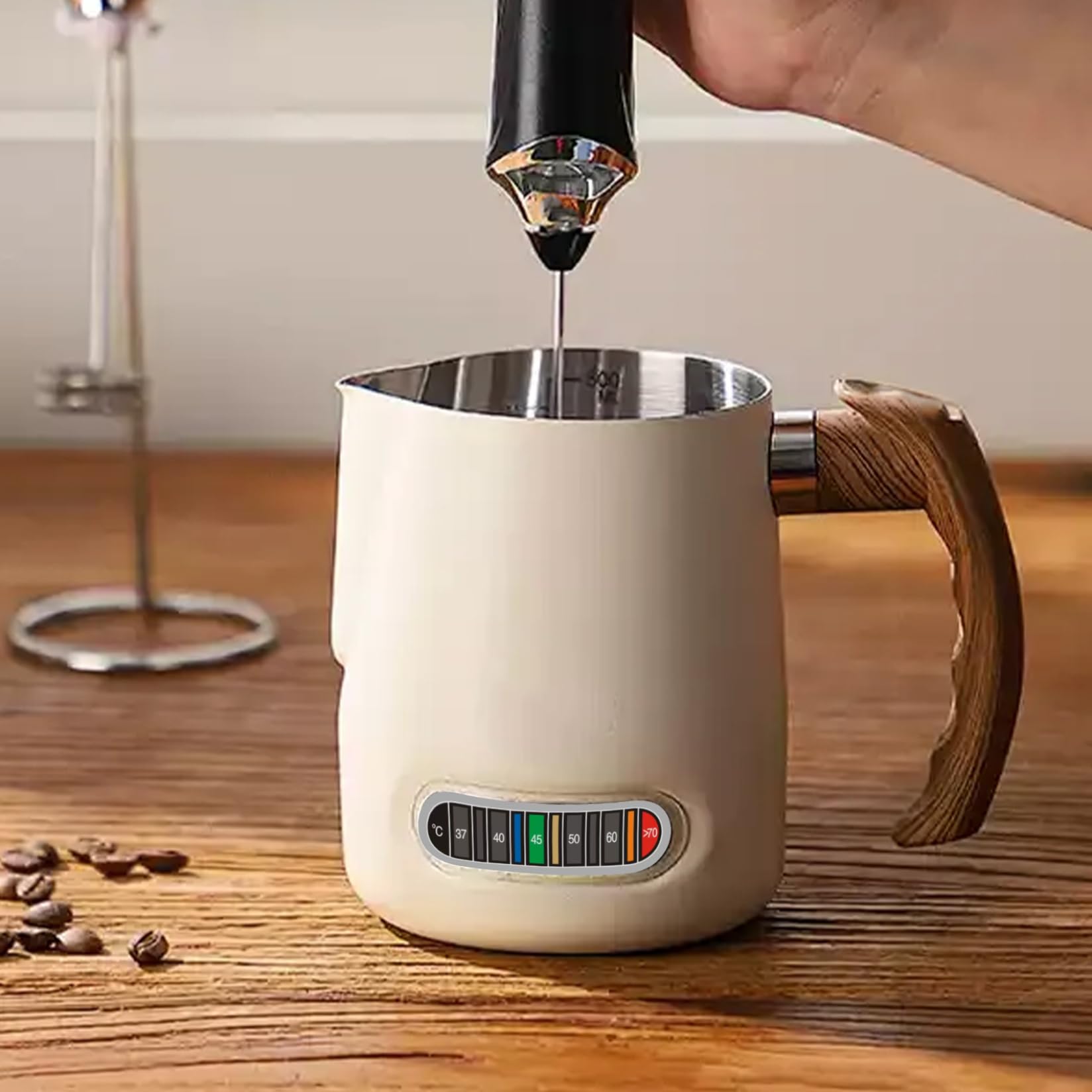Lot de 4 Bandes de température, Autocollant pour thermomètre à café, étiquette température Changeante Couleur pour Pots à Lait en métal, thermomètre Cuisine, numérique pour a