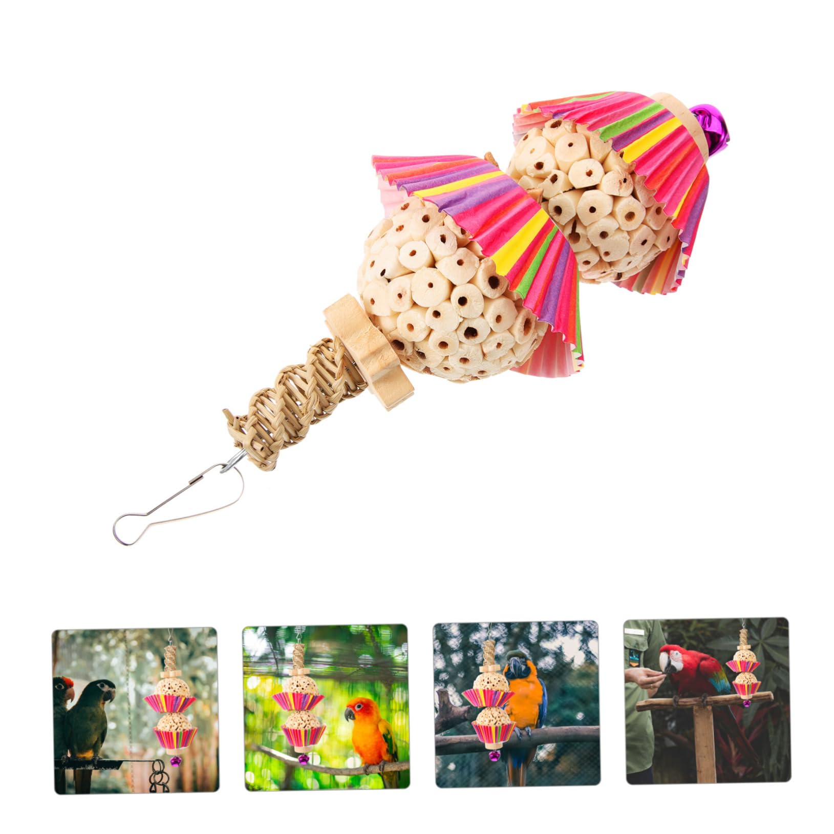 Toddmomy Jouet à Mâcher Suspendu pour Oiseaux Accessoire De Cage pour Perroquets Jouet pour Déchiqueter Et pour Calopsittes Et Perruches