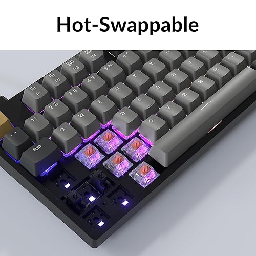 Miniatura 5 de Keychron Teclado mecánico con cable C1 Pro, diseño TKL, retroiluminación RGB programable QMK con interruptor rojo silencioso K Pro intercambiable en