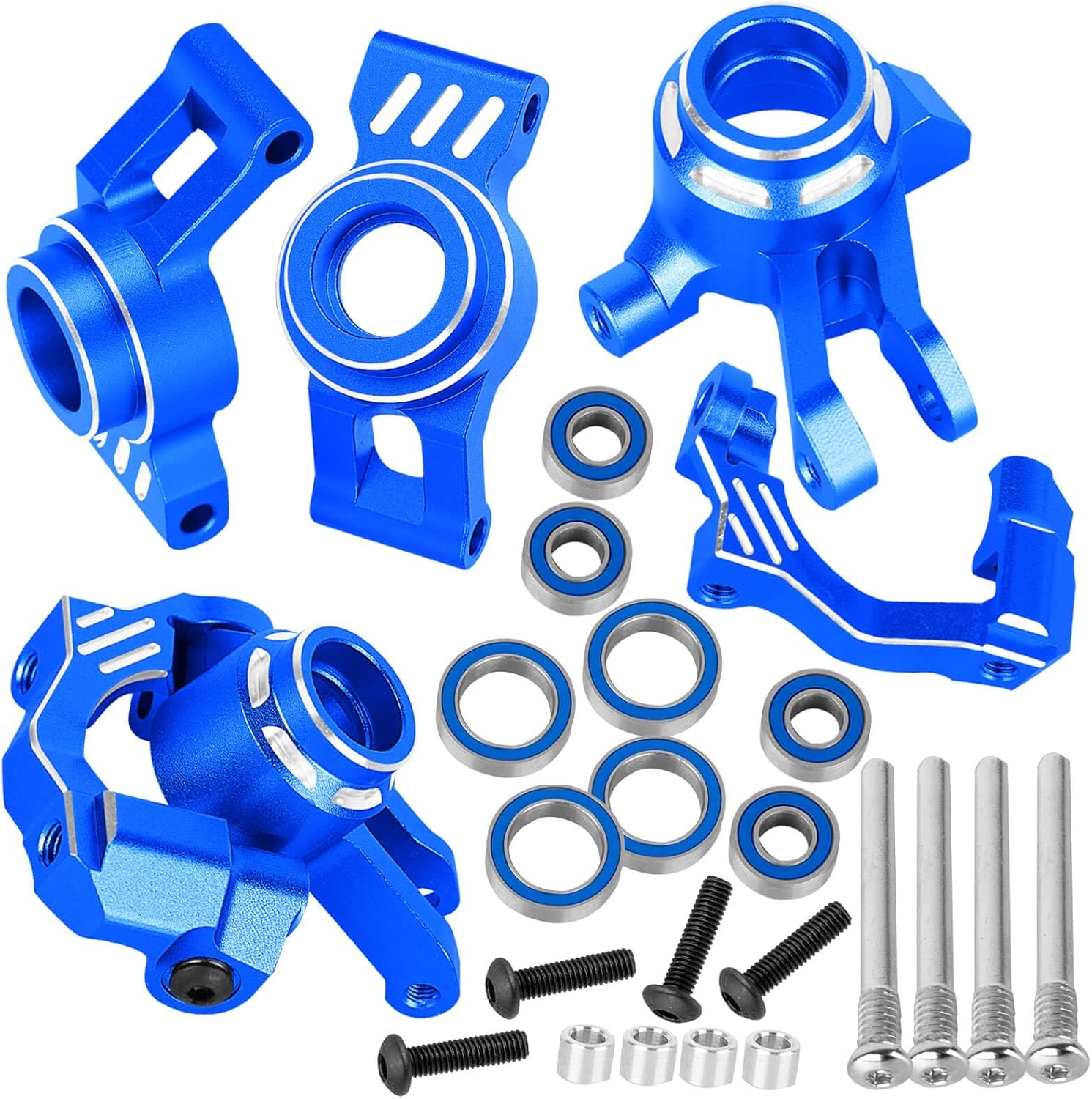 RC Aluminum Caster Block & Steering Blocks & Rear Stub Axle Carriers & Steering Bellcranks Upgrades Part for 1/16 Mini Maxx 4WD (Car Model:#107154-1#108046-1#108164-1#108076-1),Navy Blue