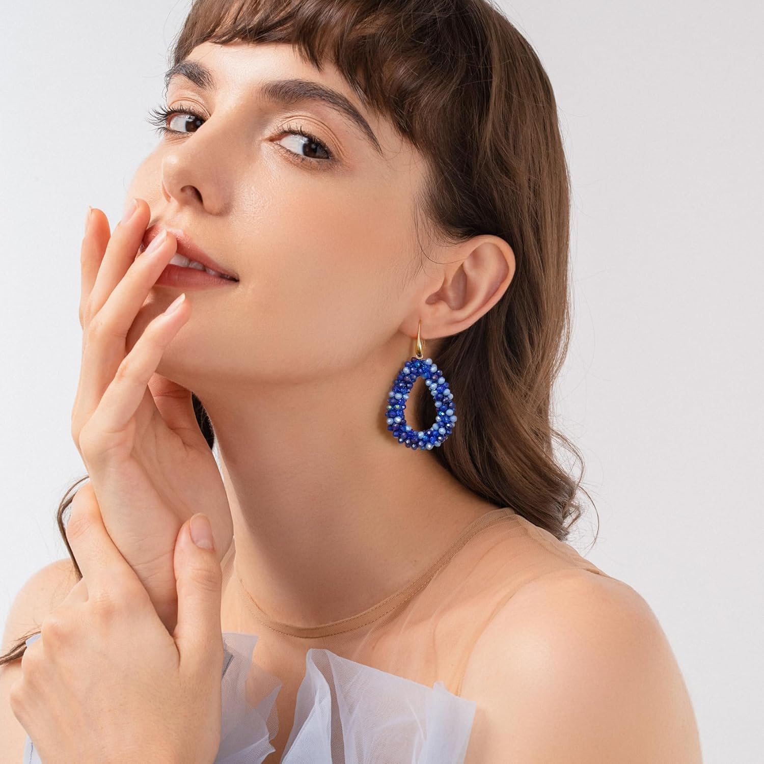 Colorful Beaded Hoop Dangle Earrings For Women Statement Boho Summer Beach Teardrop Drop Earrings Fashion Jewelry Gifts - Image 3