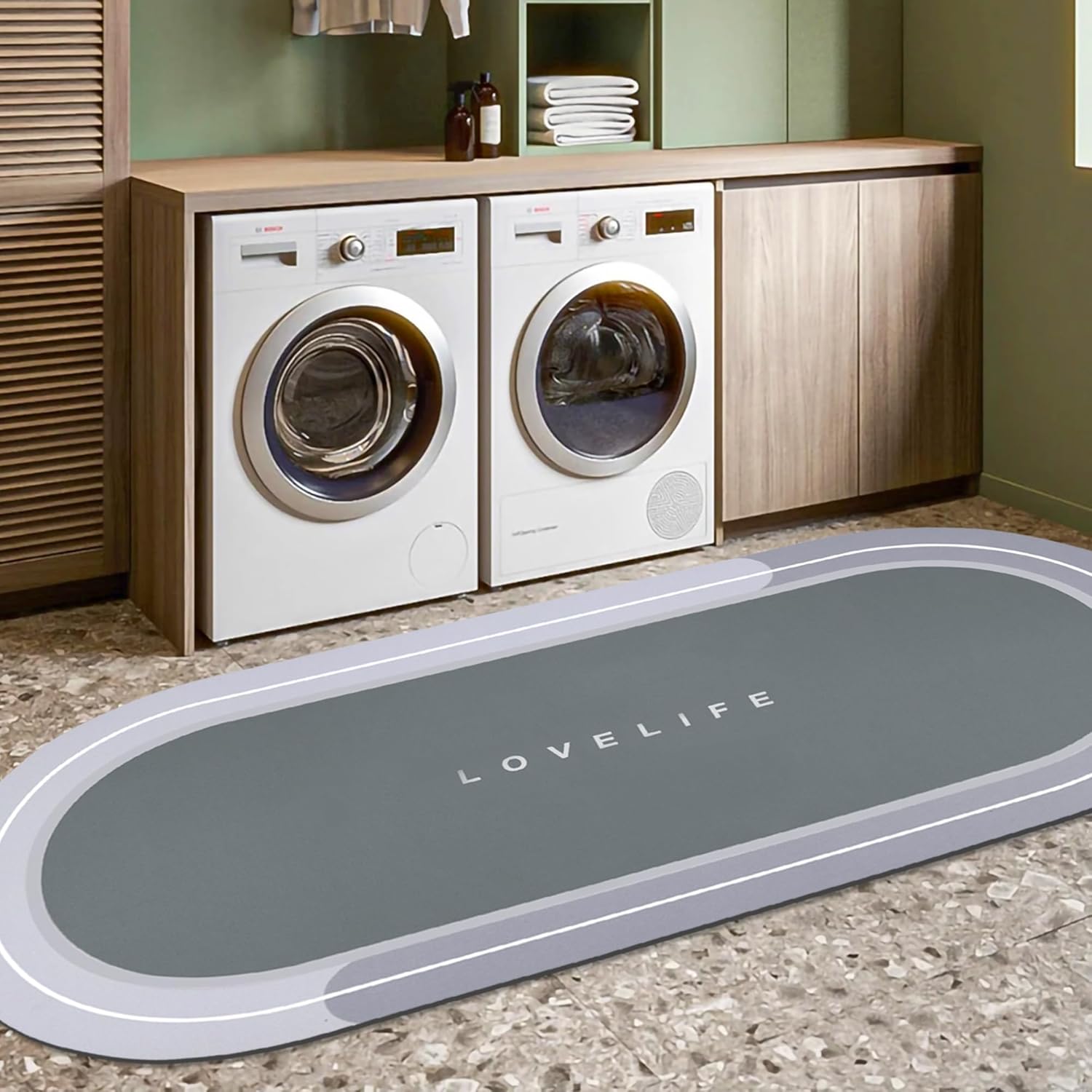 Rubber Bath mats Quick-Drying Non-Slip Bathroom mat Super Absorbent Bath mat Instant Dry Bath mat, Bathroom Rug in Front of The Kitchen Sink, Shower Room, Bathtub, Oval(Grey 50x80 cm. Grey 
