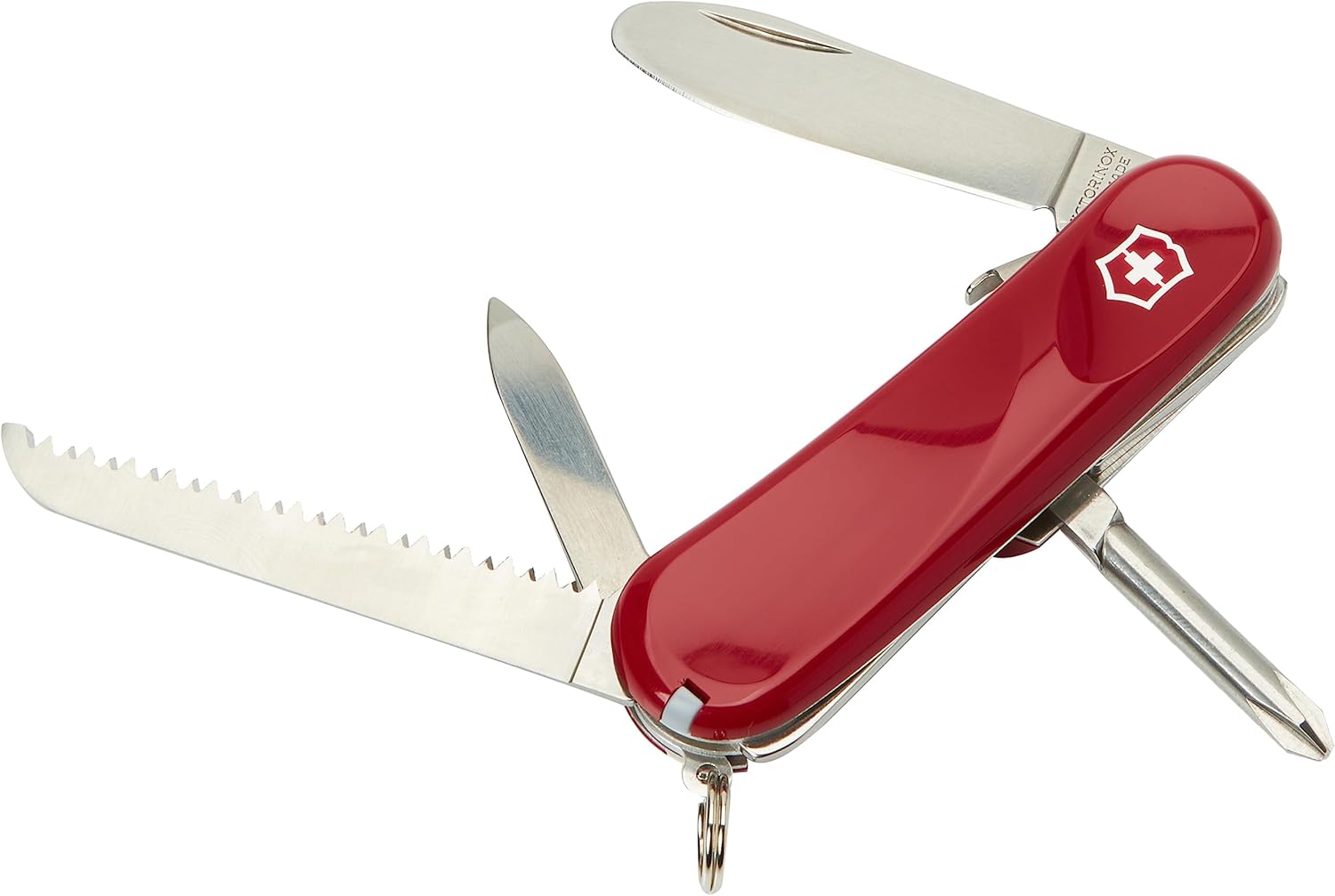 Victorinox Junior 09 Petit Couteau de Poche Suisse pour Enfants, Léger, Multitool, 8 Fonctions, Lame Ronde Fixe, Rouge