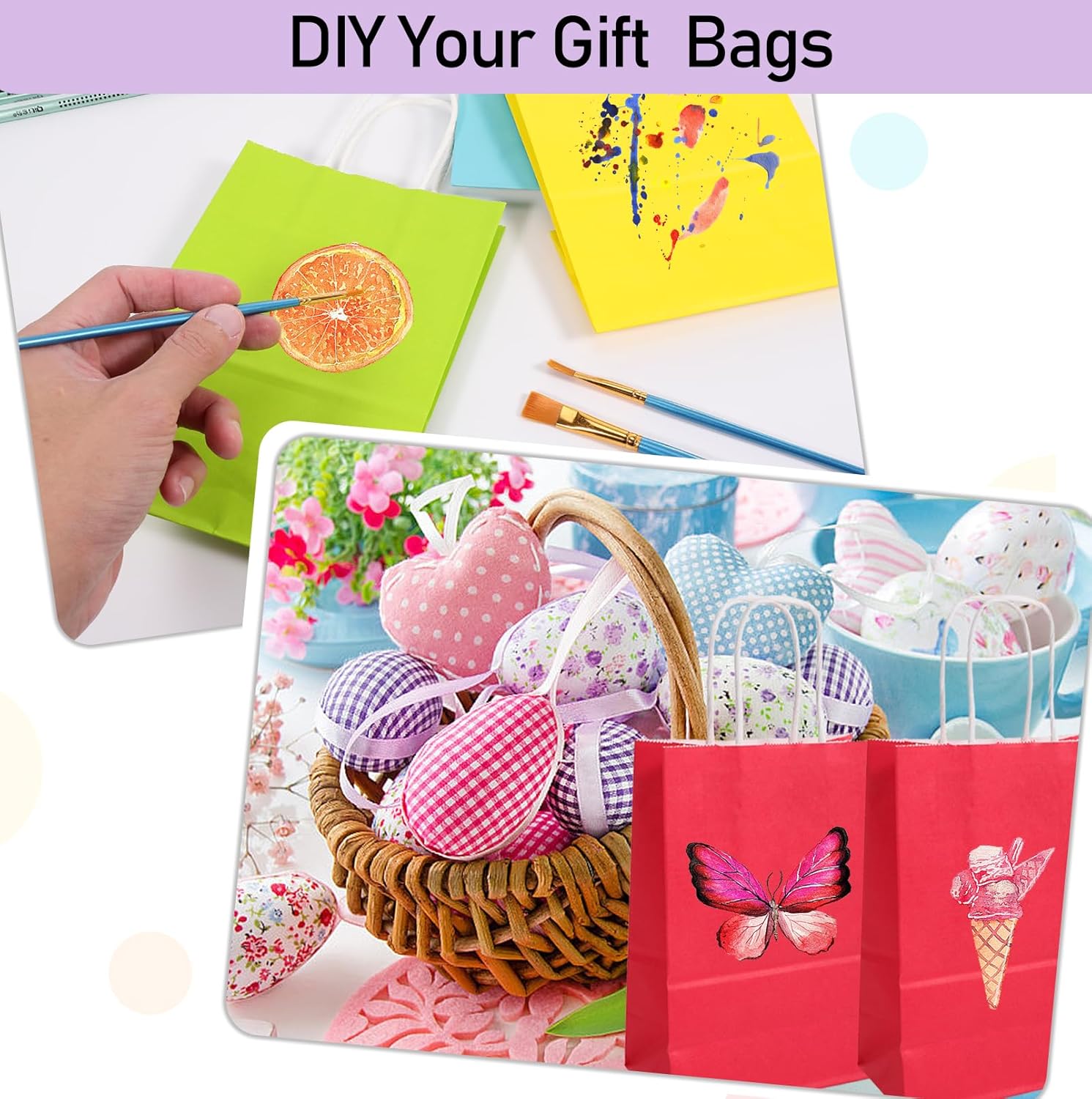 Dyrfolm 100 Pack Paper Gift Bags, Kraft Paper Party Favor Bags with Handles, Assorted Colors Gift bags with Handles, Small Goodie Bags for Kids Birthday Wedding Parties (6 Colors, 5.9"3.15"8.2") - Image 5