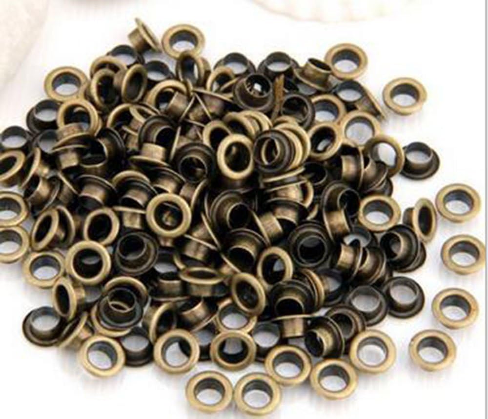 YOYOSTORE 100pc Hole Inside Diameter 7mm 1/4" Bronze Metal Grommets Eyelets Self Backing for Bead Cores, Clothes, Leather, Canvas